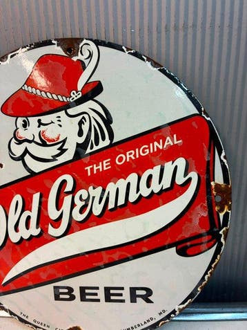 Old German Beer – Klassieke Bierreclame – Rond Emaille