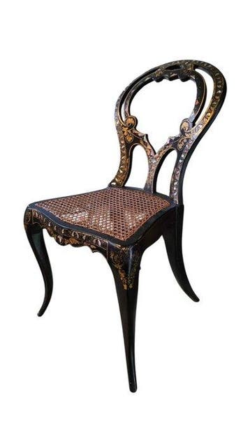Chaise dappoint - Bois, nacre - chaise incrustée de nacre