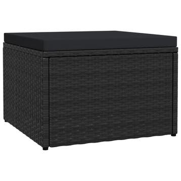 vidaXL Tuinvoetenbank met kussen poly rattan zwart, Verzenden