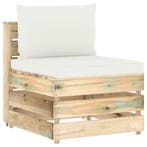 vidaXL Middenbank sectioneel met kussens groen geïmpregneerd, Verzenden, Nieuw