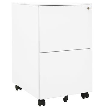 vidaXL Ladeblok verrijdbaar 39x45x67 cm staal wit, Huis en Inrichting, Verzenden, Nieuw