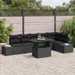 vidaXL Tuinbank Set met opslag 7 pcs Zwart Poly rattan, Verzenden, Nieuw