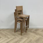 Hutten complete set statafel met 3 barkrukken, hout, Gebruikt