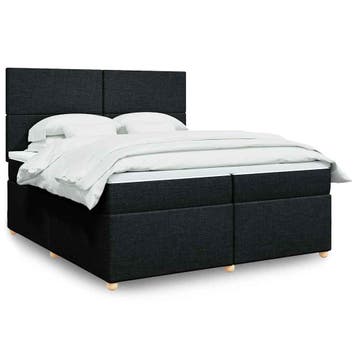 vidaXL Boxspring met matras stof zwart 200x200 cm, Verzenden, Nieuw