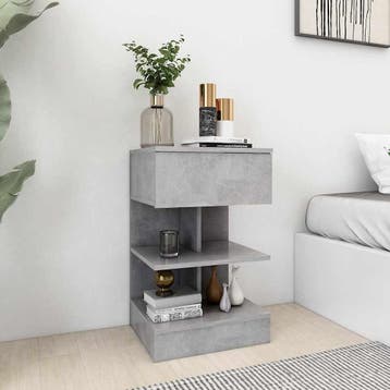 vidaXL Nachtkastje 40x35x65 cm bewerkt hout betongrijs, Maison & Meubles, Verzenden
