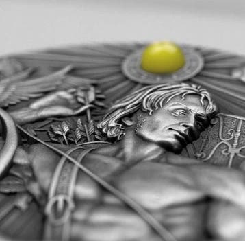Niue. 2 Dollars 2023 Helios -Titans Antique Finish 2 Oz