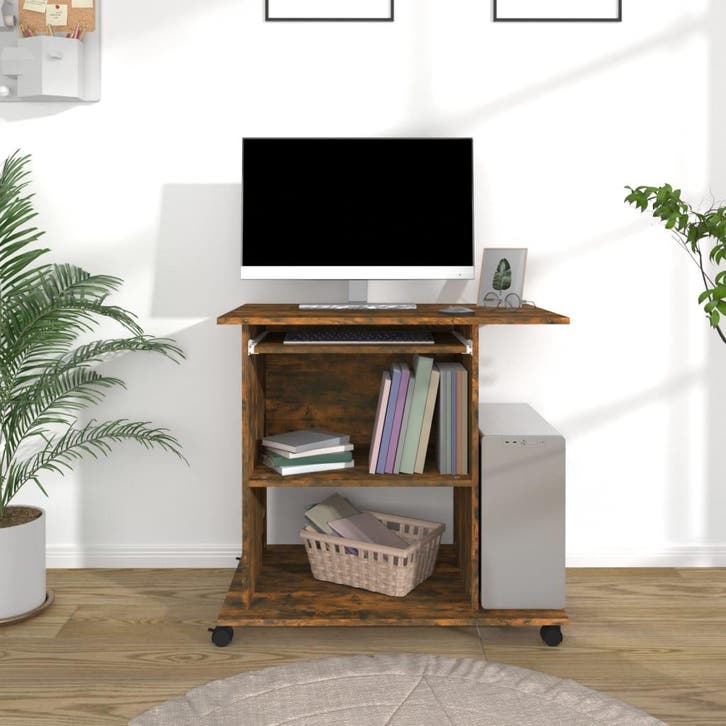 vidaXL Computerbureau 80x50x75 cm bewerkt hout gerookt, Huis en Inrichting, Bureaus, Nieuw, Verzenden
