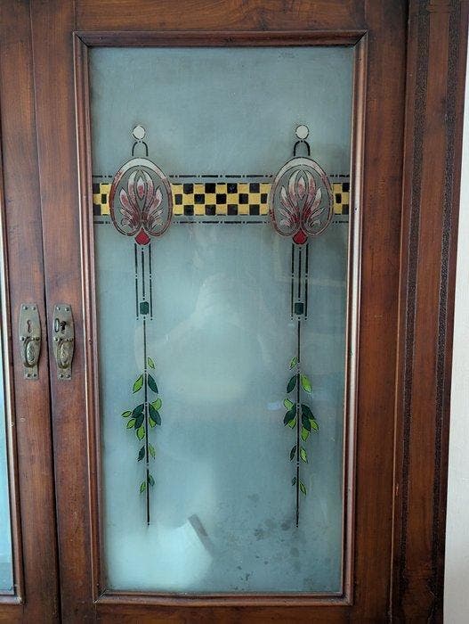 Crédence - Verre, Laiton, Cerisier, Antiquités & Art, Art | Objets design