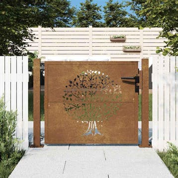 vidaXL Poort 100x100 cm boomontwerp cortenstaal, Tuin en Terras, Tuinpoorten, Verzenden, Nieuw