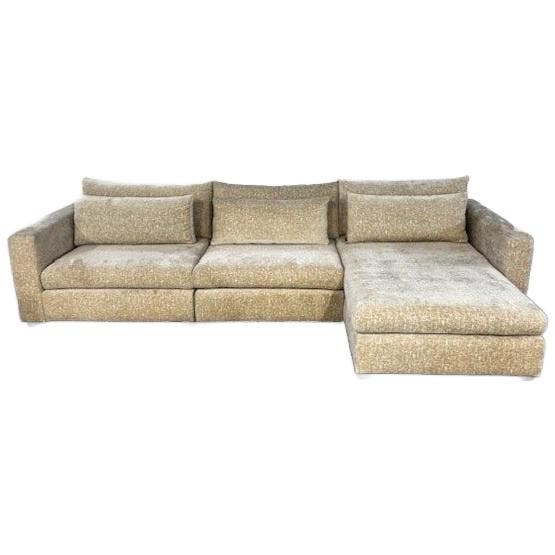 4x6 sofa – X2 Modulaire Hoekzetel In Ecru Velours -, Huis en Inrichting, Zetels | Zetels, 300 cm of meer, 150 cm of meer, Zo goed als nieuw
