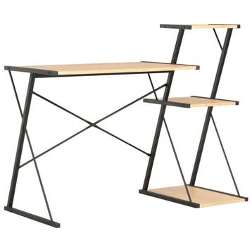 vidaXL Bureau met schap 116x50x93 cm zwart en eikenkleurig, Huis en Inrichting, Verzenden, Nieuw