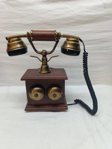 Téléphone analogique - Bois, Laiton - téléphone rétro, Antiek en Kunst