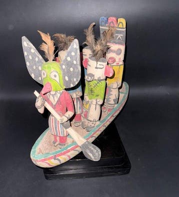 Bateau dans le style kachina hopi - Bois - XXIe siècle