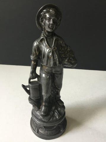 M.Boutier - Beeldje, Le Jardinier - 20.5 cm - spelter,, Antiek en Kunst