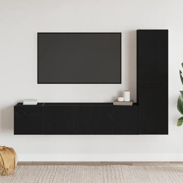 vidaXL Tv-meubelset 4 pcs Zwart Eiken 130,5 x 30 x 140 cm, Verzenden, Nieuw