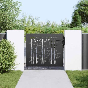 vidaXL Tuinpoort 85 x 100 cm Poedercoated staal Zwart, Verzenden, Nieuw