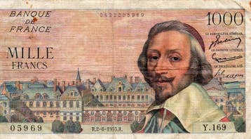 1 000 Francs France Frankreich Pick 134 1000 Francs Riche..., Verzenden, België