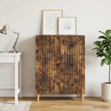 vidaXL Dressoir met lade Gerookt eiken 66 x 34,5 x 90 cm, Verzenden