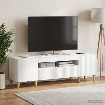 vidaXL LED tv-meubel Hoogglans Wit Bewerkt hout, Verzenden, Nieuw