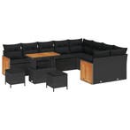 vidaXL Tuinbank Set 12 pcs Zwart Poly Riet en Poedergecoat, Verzenden, Nieuw