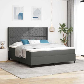 vidaXL LED Box Spring Bed met hoofdeinde Donkergrijs 180 x, Verzenden, Nieuw