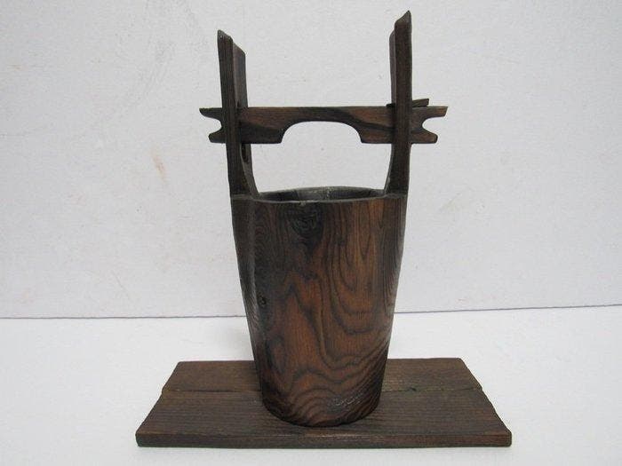 Woodgrain Pattern Flower Vase - Panier - Cèdre brûlé - Fleur, Antiquités & Art, Antiquités | Autres Antiquités