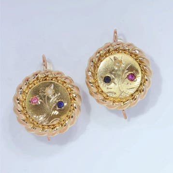 Boucles doreilles - 18 carats Or jaune - Perle - Vintage, Nieuw
