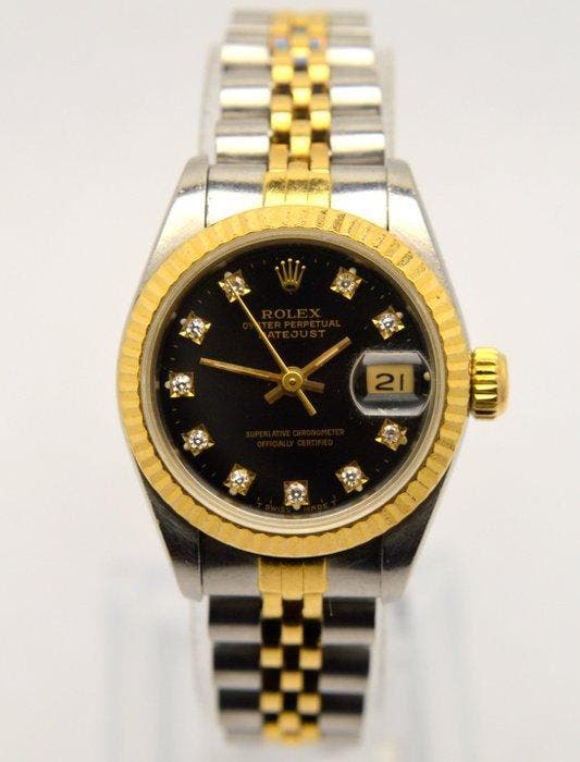 Rolex - Lady Datejust 26 mm - Diamond Dial - Zonder, Handtassen en Accessoires, Horloges | Heren