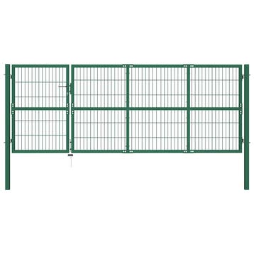 vidaXL Tuinhek met palen 350x120 cm staal groen, Verzenden