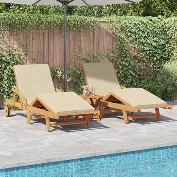 vidaXL Ligstoel 3 st Massief Acacia Hout Beige, Tuin en Terras, Verzenden, Nieuw