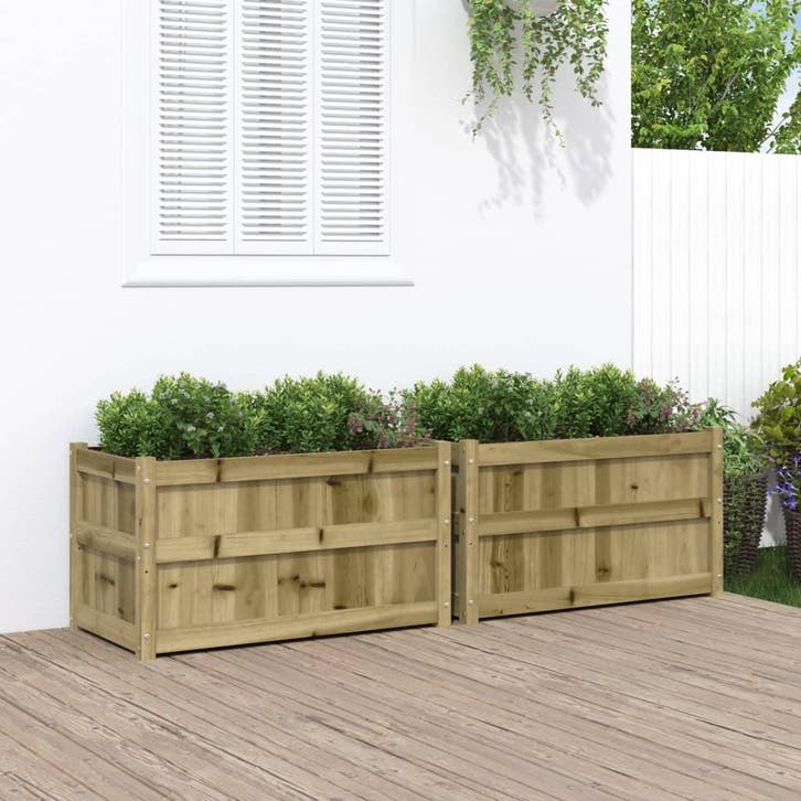 vidaXL Plantenbakken 2 st cm geïmpregneerd hout, Tuin en Terras, Bloempotten, Nieuw, Verzenden