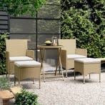vidaXL 5-delige Bistroset poly rattan en gehard glas beige, Tuin en Terras, Verzenden, Nieuw