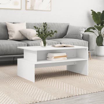 vidaXL Salontafel 90x55x42,5 cm bewerkt hout wit, Verzenden, Nieuw