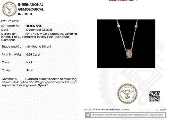 Ketting met hanger - 14 karaat Geel goud - 0.25ct. tw., Bijoux, Sacs & Beauté, Bijoux anciens