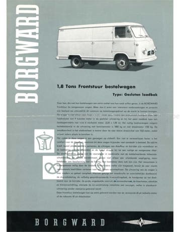 1957 BORGWARD BESTELWAGEN BROCHURE NEDERLANDS, Ophalen of Verzenden