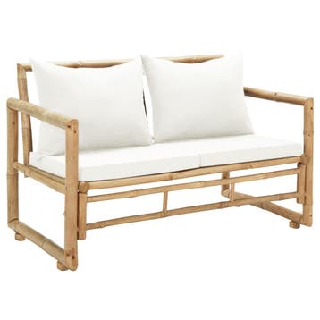 vidaXL Tuinbank 2-zits met kussens bamboe, Tuin en Terras, Verzenden, Nieuw