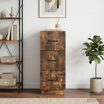 vidaXL Ladekast Gerookt eiken 33 x 34,5 x 87 cm Bewerkt hout, Verzenden