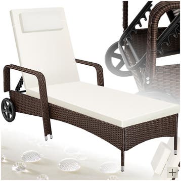 Wicker ligbed met wielen - bruin mix, Tuin en Terras, Tuinsets en Loungesets, Verzenden, Nieuw