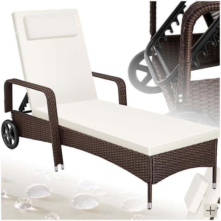 Wicker ligbed met wielen - bruin mix, Jardin & Terrasse, Ensembles de jardin, Envoi