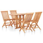 vidaXL 5-delige Tuinset inklapbaar massief teakhout, Tuin en Terras, Verzenden, Nieuw, Tuinset