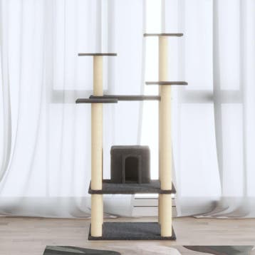 vidaXL Kattenkrabpaal met sisal krabpalen 110 cm donkergrijs, Verzenden, Nieuw
