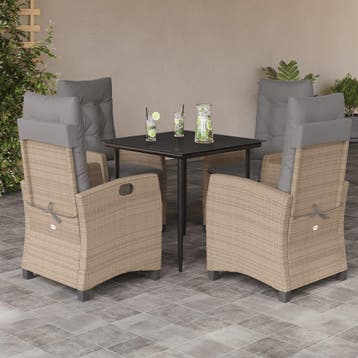 vidaXL 5-delige Tuinset met kussens poly rattan gemengd, Verzenden, Nieuw, Tuinset