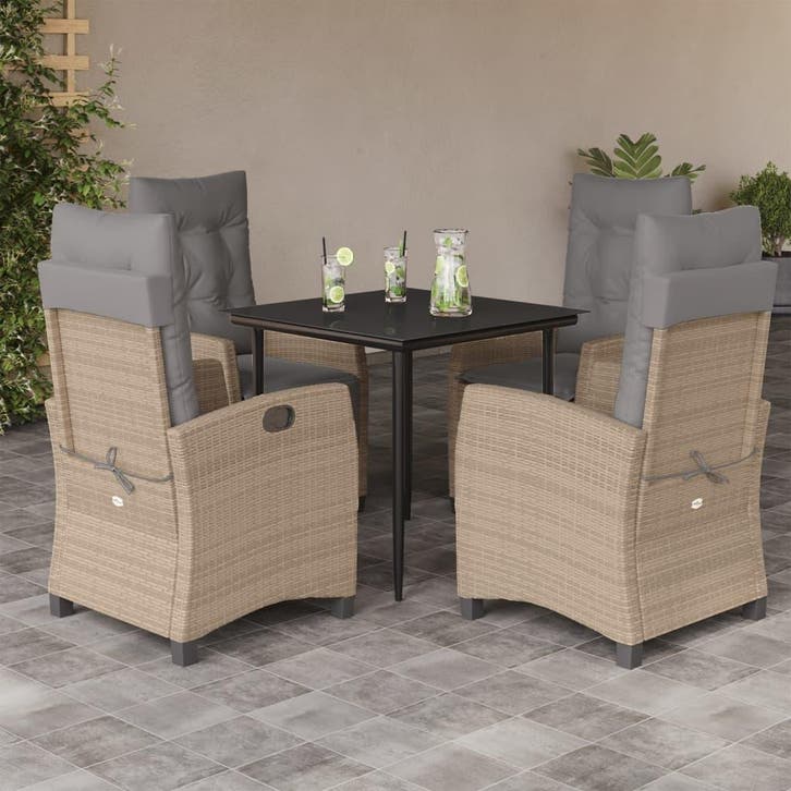 vidaXL 5-delige Tuinset met kussens poly rattan gemengd, Tuin en Terras, Tuinsets en Loungesets, Tuinset, Nieuw, Verzenden