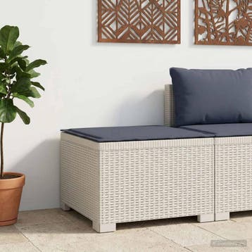 vidaXL Eén-zits Tuin Sofa met Kussen Rieten Look PP Wit, Verzenden, Nieuw