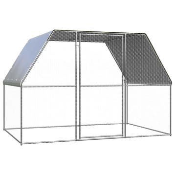 vidaXL Kippenkooi 3x2x2 m gegalvaniseerd staal zilverkleurig, Verzenden, Nieuw
