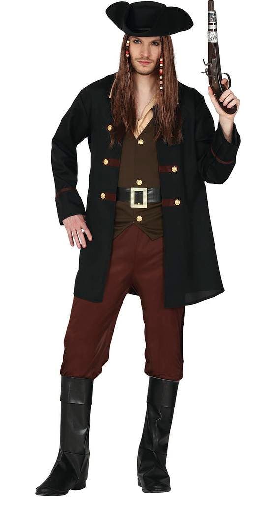 Piraten Pak Heren Donkere Kleuren, Kleding | Heren, Carnavalskleding en Feestkleding, Nieuw, Verzenden