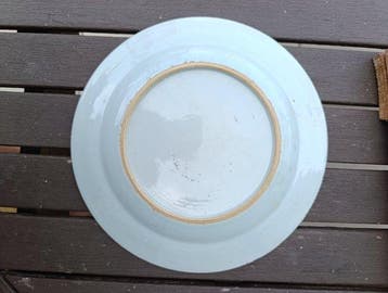 Antiek Chinees Blauw-Wit Porseleinen Bord - Qianlong Periode