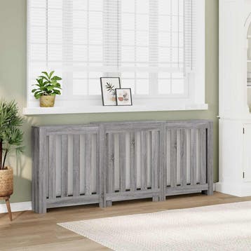 vidaXL Radiatorombouw 205x21,5x83,5 cm bewerkt hout grijs, Verzenden, Nieuw