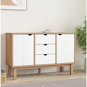vidaXL Dressoir OTTA 113,5x43x73 cm massief grenenhout bruin, Verzenden, Nieuw