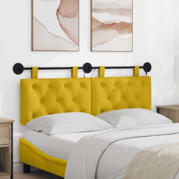 vidaXL Hangend hoofdbord Geel Fluweel, Huis en Inrichting, Slaapkamer | Bedden, Verzenden, Nieuw